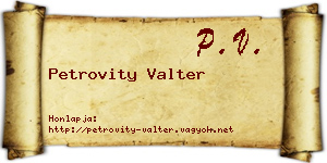 Petrovity Valter névjegykártya